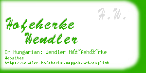 hofeherke wendler business card